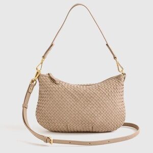 NWOT QUINCE Italian Handwoven Leather Mini Shoulder Bag Taupe